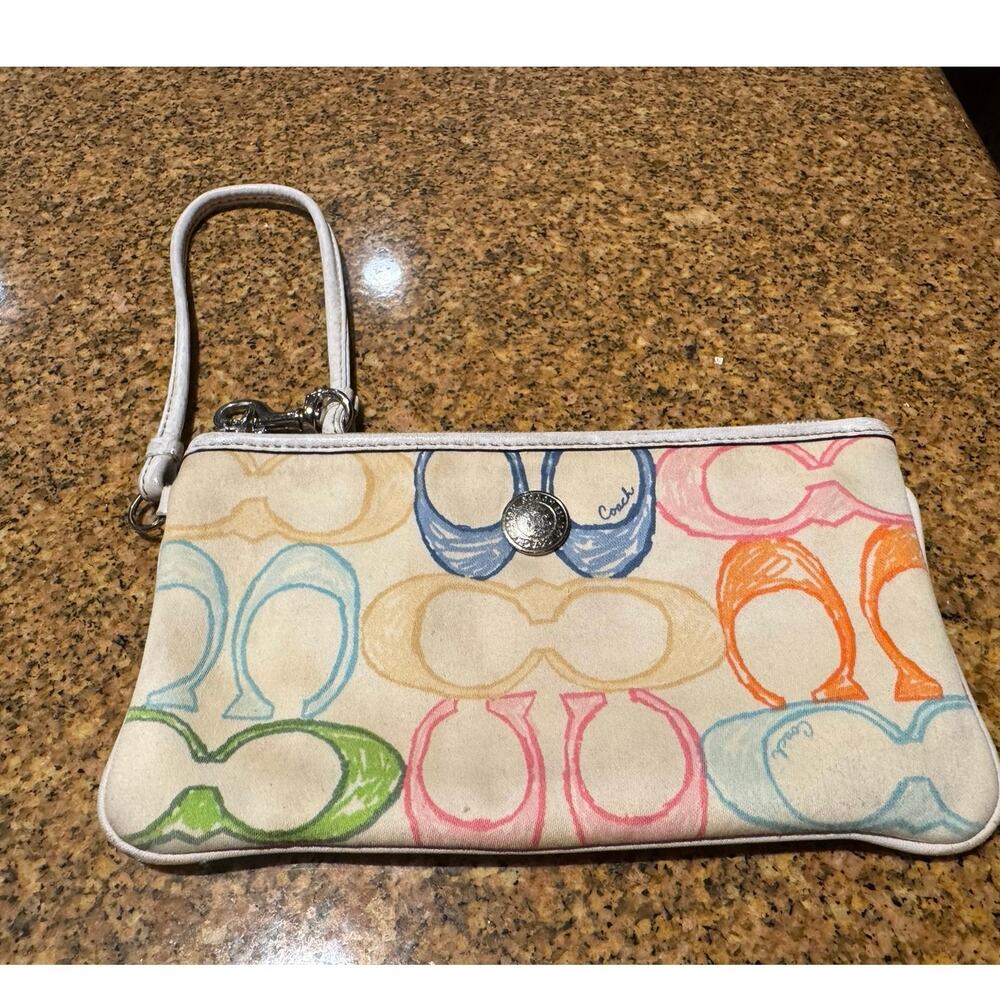 Coach Y2K Poppy Hampton signature C scribble logo canvas wristlet